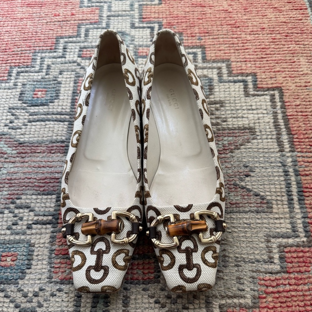 Authentic Gucci Horse bit Canvas Flats - Picture 3 of 8